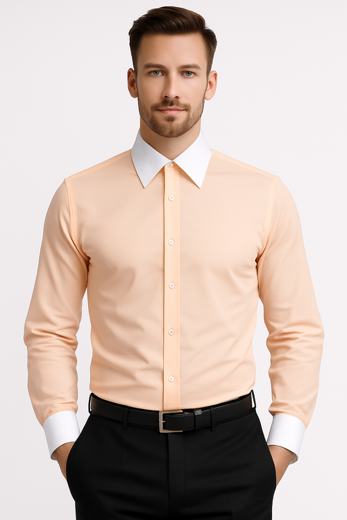 Classic Stylish Fashionable -White Collar Two Toned Contrast white collars Multi-color Men's Dress Shirt