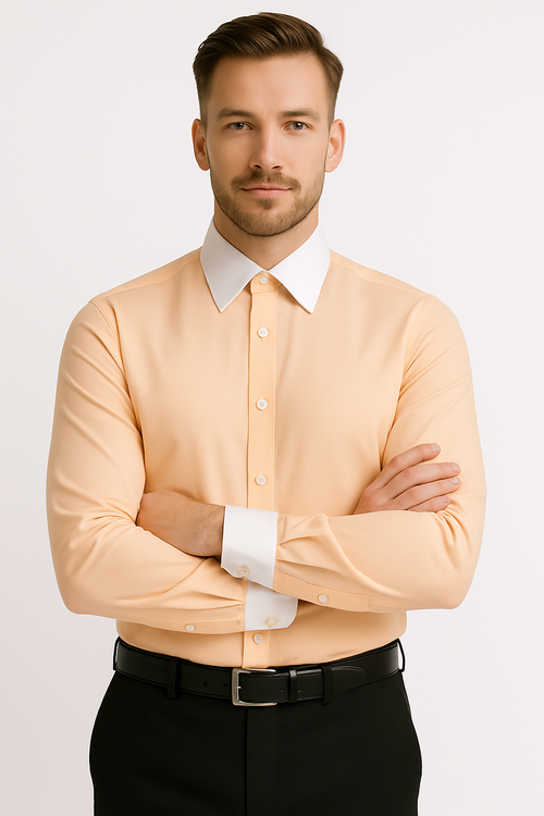 Classic Stylish Fashionable -White Collar Two Toned Contrast white collars Multi-color Men's Dress Shirt