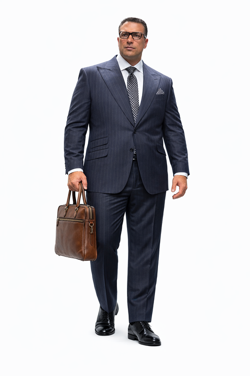 Statement Suits - Wool Suits - Peak Lapel Suits - Ticket Pocket - Modern Fit - Charcoal Stripe Suit-New Designer Collection