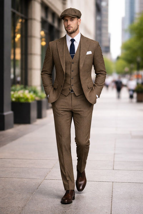 Peaky Blinders Gentlemans Suit Classic Brown Tweed Vintage Look-New Designer Collection