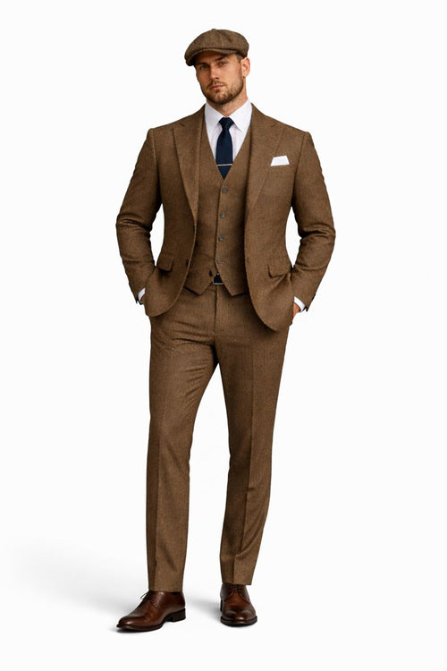 Peaky Blinders Gentlemans Suit Classic Brown Tweed Vintage Look-New Designer Collection