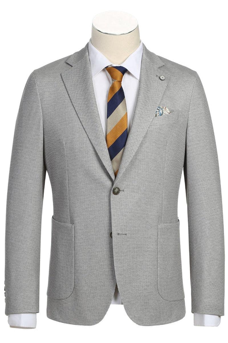 "Elevate Your Prom or Wedding Style: Pelago Half Canvas Grey Unconstructed Sport Coat with Patch Pockets" - Grey