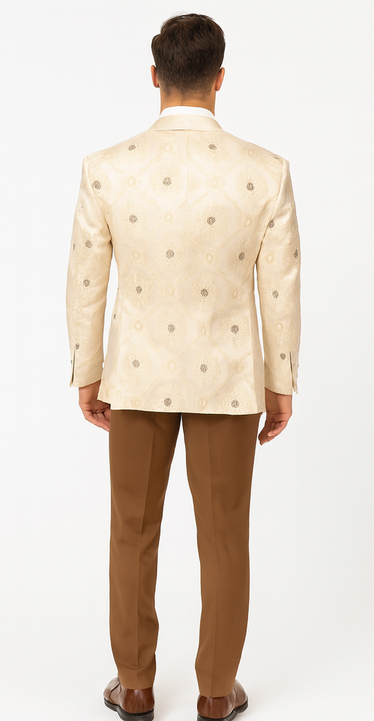 Perfect for Wedding & Prom 2025 – Men’s Formal Nude Cream Blazer - 34