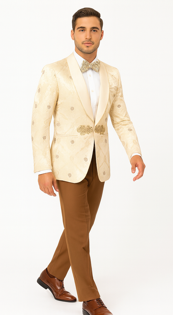 Perfect for Wedding & Prom 2025 – Men’s Formal Nude Cream Blazer - 34