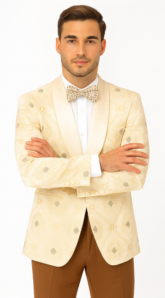 Perfect for Wedding & Prom 2025 – Men’s Formal Nude Cream Blazer - 34
