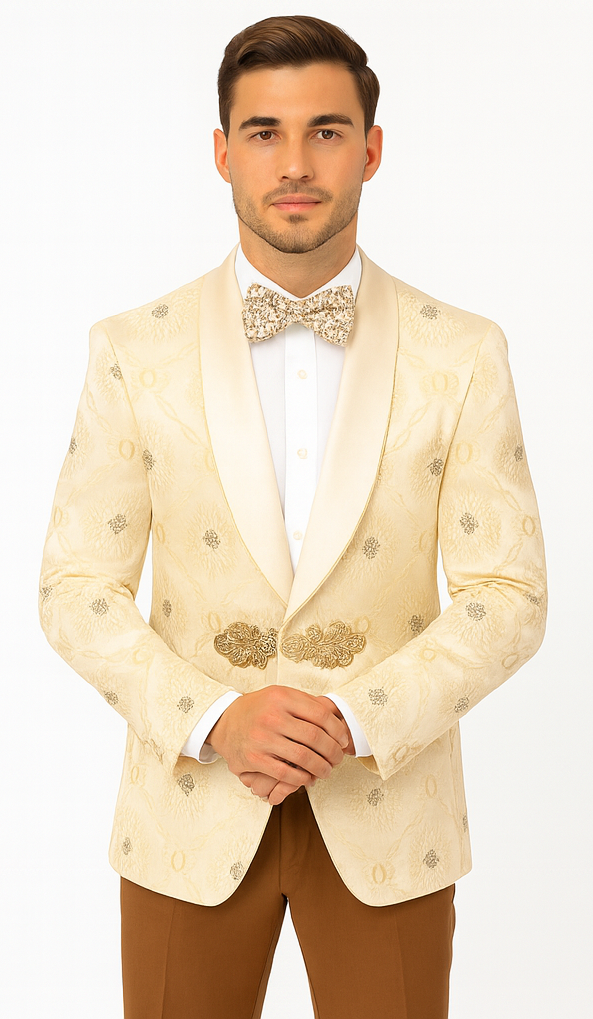 Perfect for Wedding & Prom 2025 – Men’s Formal Nude Cream Blazer - 34