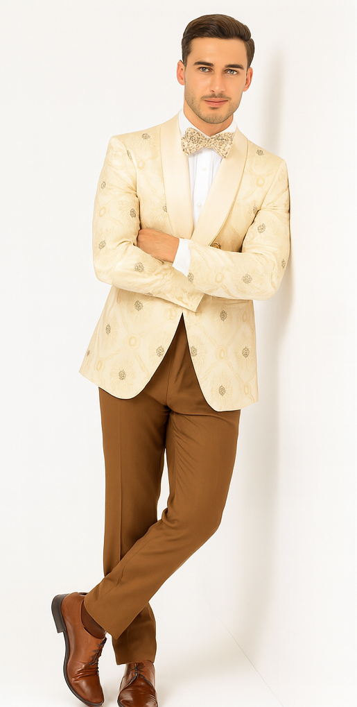Perfect for Wedding & Prom 2025 – Men’s Formal Nude Cream Blazer - 34