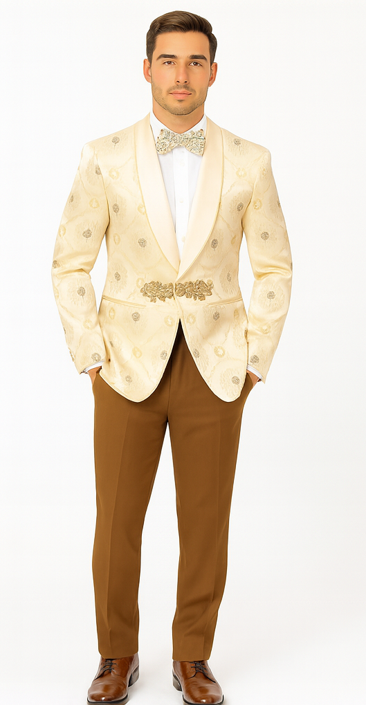 Perfect for Wedding & Prom 2025 – Men’s Formal Nude Cream Blazer - 34
