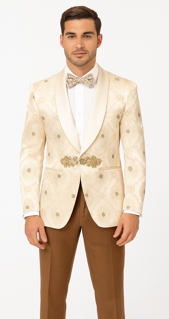 Perfect for Wedding & Prom 2025 – Men’s Formal Nude Cream Blazer - 34