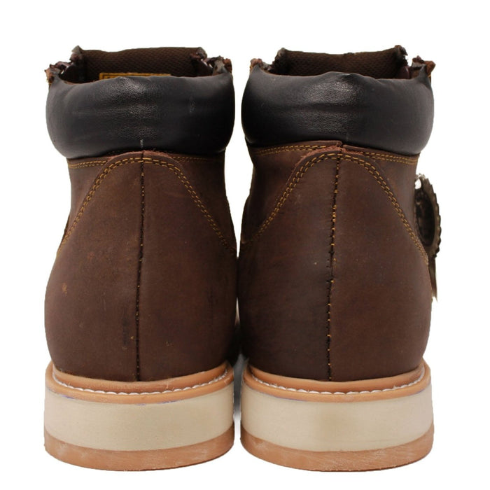 Petatillo Square Toe Double Density Work Boots Brown with Double Zipper - 6