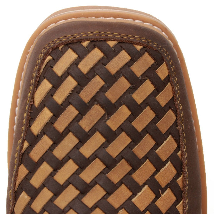 Petatillo Square Toe Double Density Work Boots Brown with Double Zipper - 6