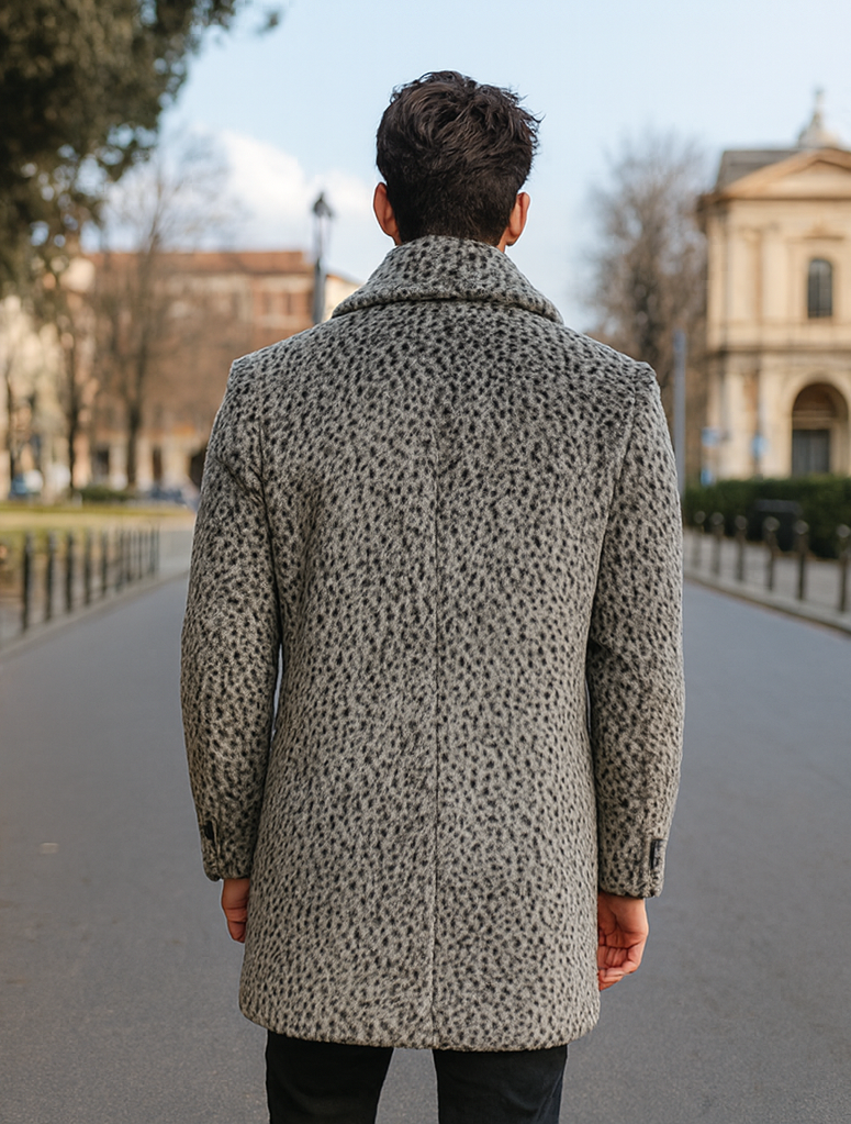Vintage Pimp Coat – Gangster 1920s Leopard Faux Fur Long Overcoat - S