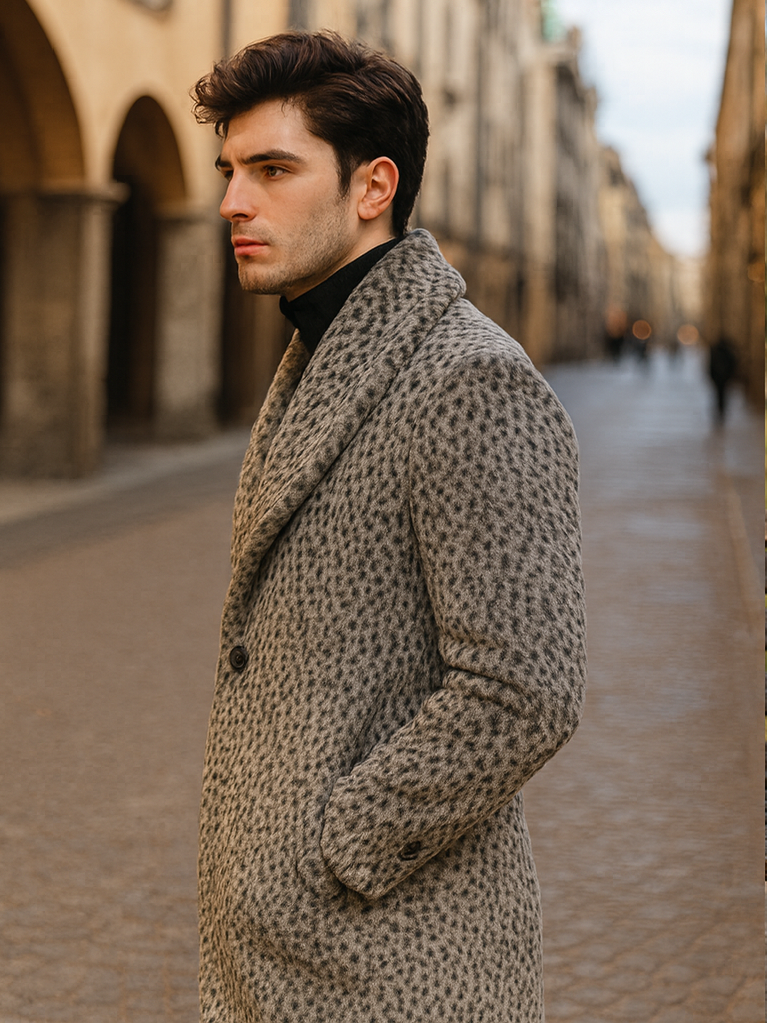 Vintage Pimp Coat – Gangster 1920s Leopard Faux Fur Long Overcoat - S