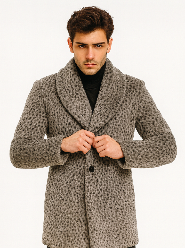 Vintage Pimp Coat – Gangster 1920s Leopard Faux Fur Long Overcoat - S