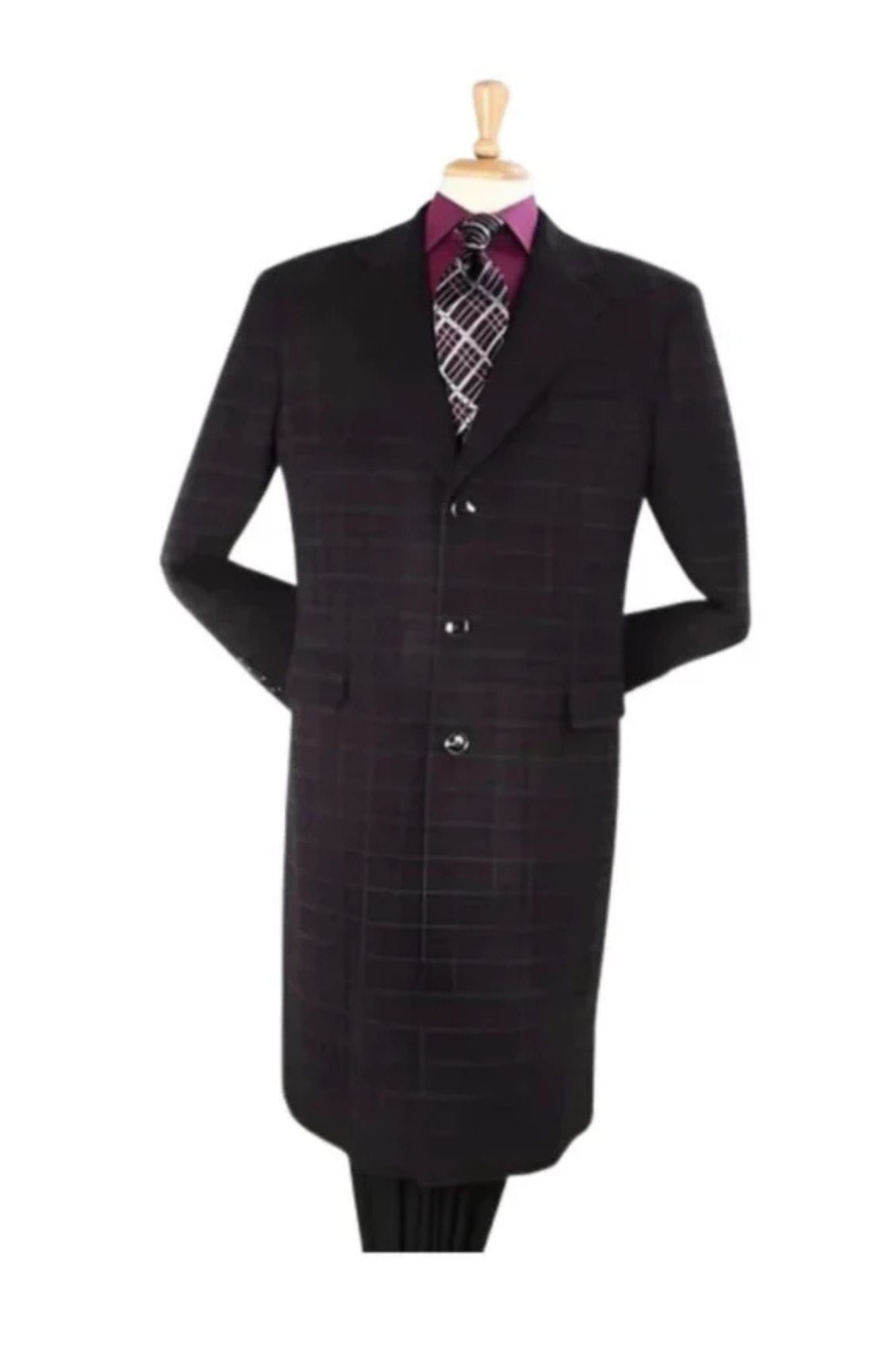 Plaid Pattern ~ Windowpane Wool Overcoat - Coat Size 38
