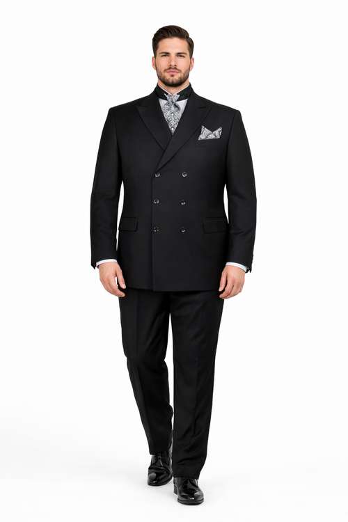 Apollo King Men's 2pc Double Breasted Suit Wide Peak Lapel with Slim Fit Cut