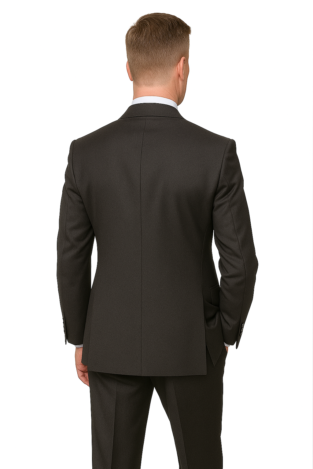 Mens Classic Wool Double Breasted Suit in Black - 38 Short Jacket+32 Waist Adjustable 28to34)(Height: 5 4 to5 7 )(Neck  15-16.5)S-M)