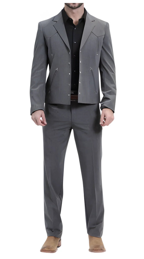 Men's Slate Western Suit 2-Piece - Cowboy Suit with Western Yoke & Pearl Snaps