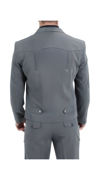 Men's Slate Western Suit 2-Piece - Cowboy Suit with Western Yoke & Pearl Snaps