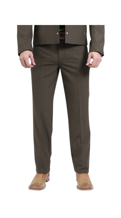 Men's Brown Western Suit 2-Piece - Cowboy Suit with Western Yoke & Pearl Snaps
