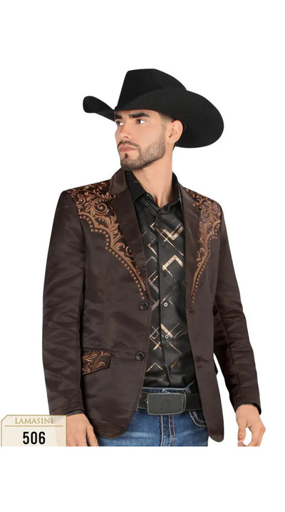 Lamasini Men's Embroidered Western Blazer – Slim Fit (ID 506)