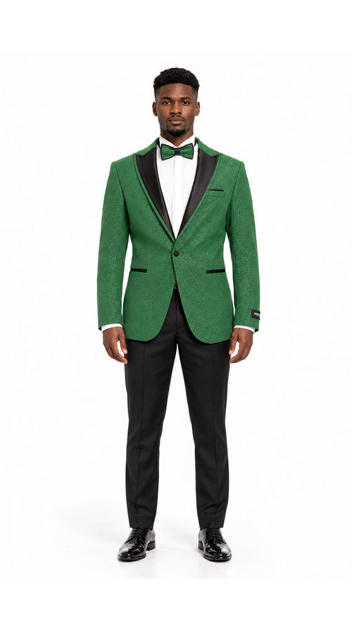 Mens Emerald Green Tuxedo - New Year Christmas Sequin Sparkly Shiny Dinner Jacket + Pants