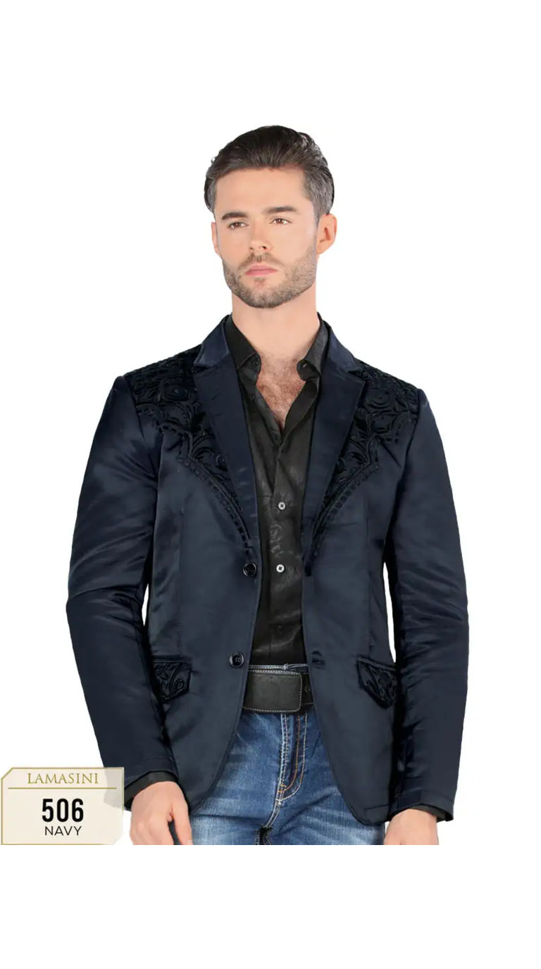 Lamasini Men's Embroidered Western Blazer – Slim Fit (ID 506)