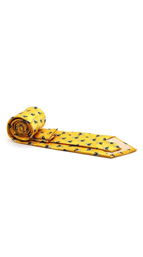 Cow Yellow Necktie with Handkerchief Set