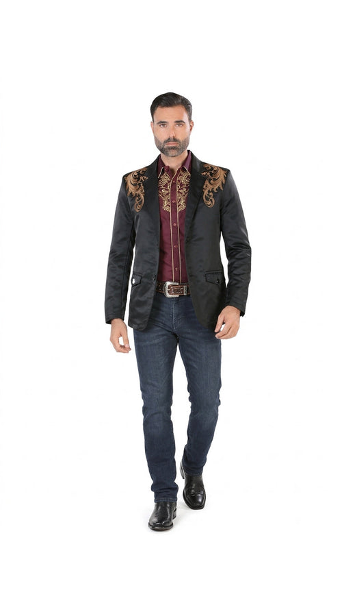 Montero Men's Embroidered Western Blazer – Slim Fit (ID 2173)