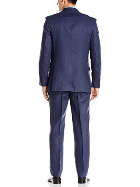 Mens Summer Linen suit - Blue  Suit For Man Side Vented Modern Fit Notch Lapel
