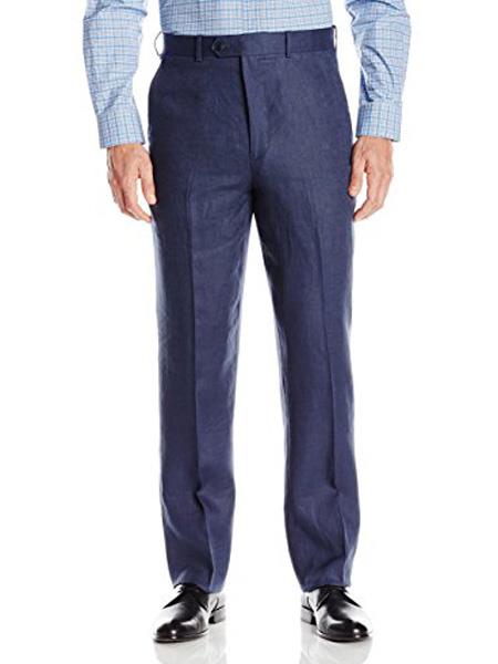 Mens Summer Linen suit - Blue Suit For Man Side Vented Modern Fit Notch Lapel