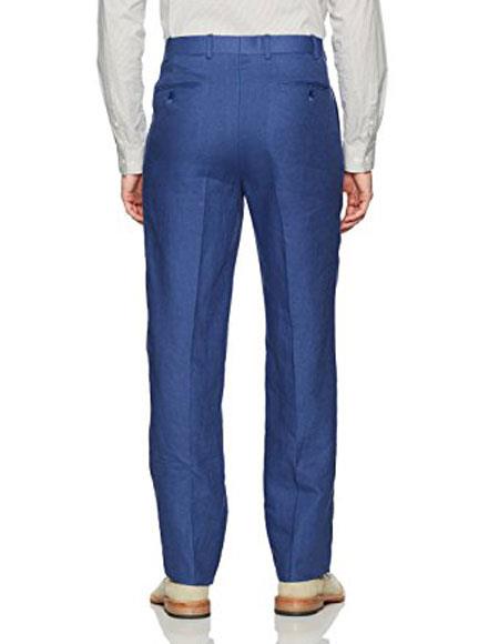 Mens Summer Linen suit - Indigo And Cobalt Blue Suit For Man Side Vented Modern Fit Notch Lapel - 38 Short Jacket+32 Waist Adjustable 28to34)(Height: 5 4 to5 7 )(Neck 15- 16.5)S-M)