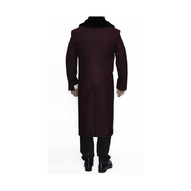 Mens Full Length Burgundy Wine Maroon Big And Tall Overcoat - Coat Size 38