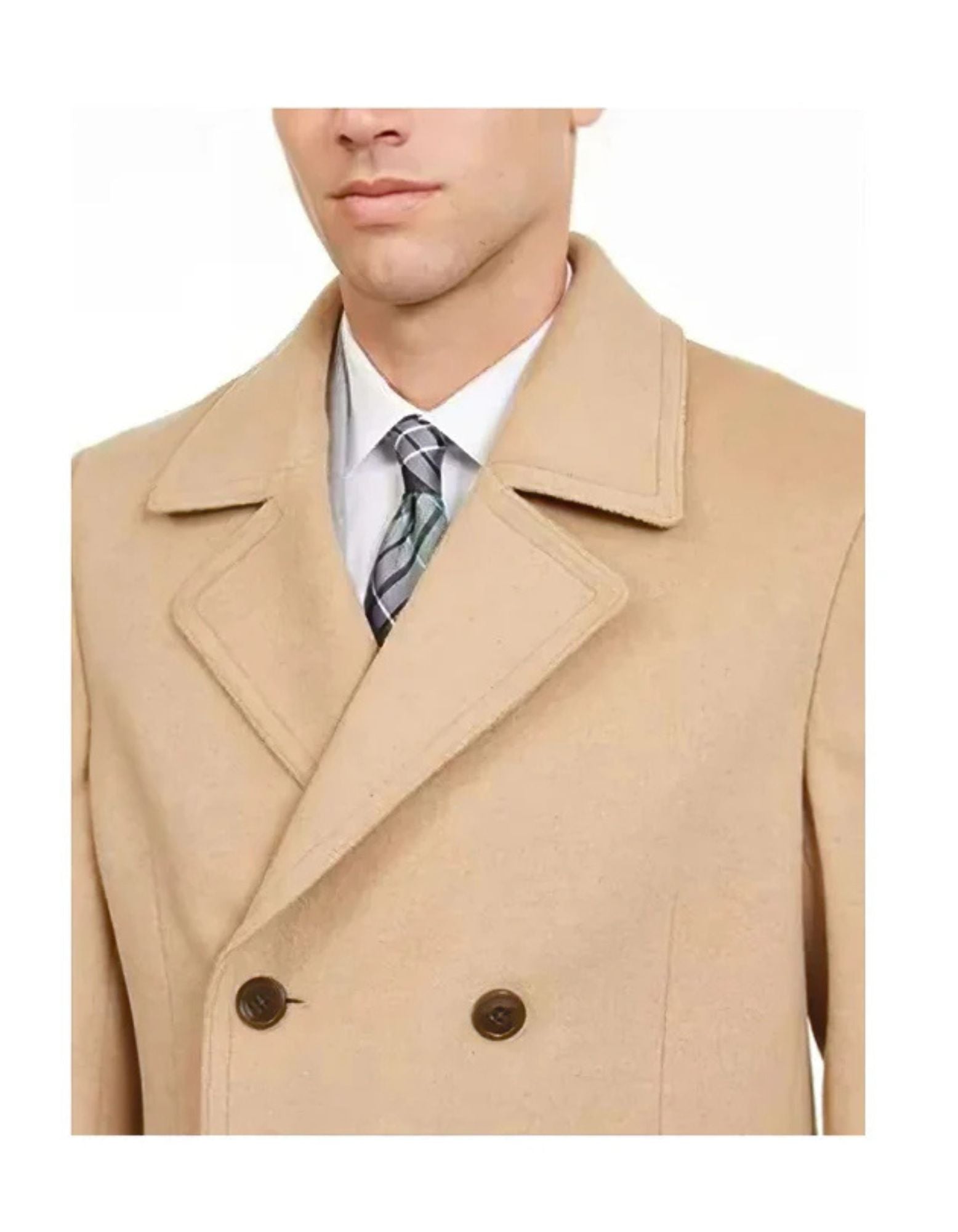 Camel Hair Top Coat - Double Breasted Coat - Big and Tall Peacoat - Top coats For Mens - Coat Size 38