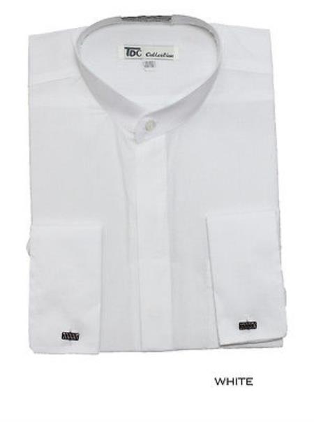 Stylish Preacher Round Style Fashionable Classic French Cuff Mandarin Collarless Men's Dress Shirt