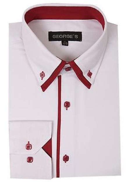 Button Stylish Double Collar Style Multi-Color Men's Dress Shirt