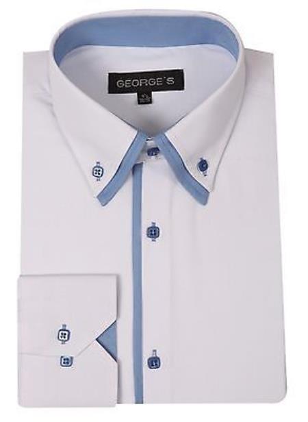 Button Stylish Double Collar Style Multi-Color Men's Dress Shirt - Medium 15.5" Neck / 33-34" Sleeve