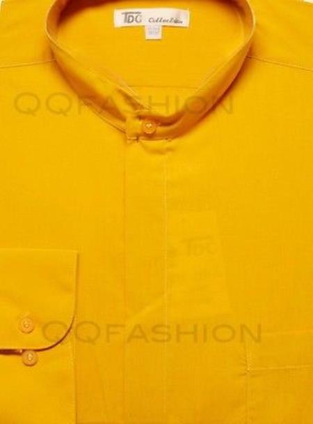 Mandarin Collarless Banded No Collar Dress Preacher Round Style Shirt Style Multi-Color Men's Dress Shirt - Medium 15.5" Neck / 34-35" Sleeve