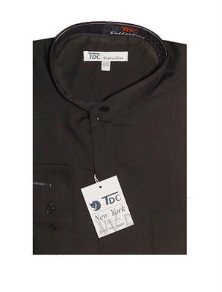 Mandarin Collarless Banded No Collar Dress Preacher Round Style Shirt Style Multi-Color Men's Dress Shirt - Medium 15.5" Neck / 34-35" Sleeve