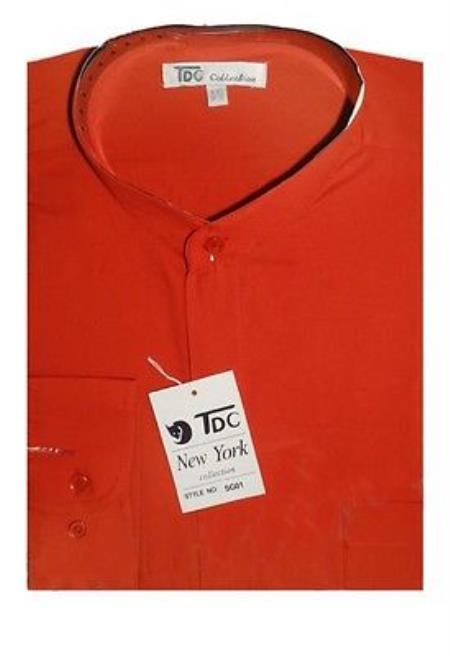 Mandarin Collarless Banded No Collar Dress Preacher Round Style Shirt Style Multi-Color Men's Dress Shirt - Medium 15.5" Neck / 34-35" Sleeve