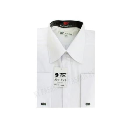 French Cuff Stylish (10 Colors ) White Collar Two Toned Contrast Men's Dress Shirt