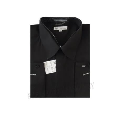 French Cuff Stylish (10 Colors ) White Collar Two Toned Contrast Men's Dress Shirt