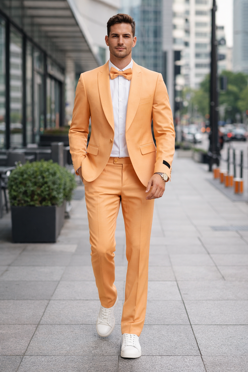 Prom 2026 Suit - Light Orange Prom Tuxedo - Summer Slim Fit Suits