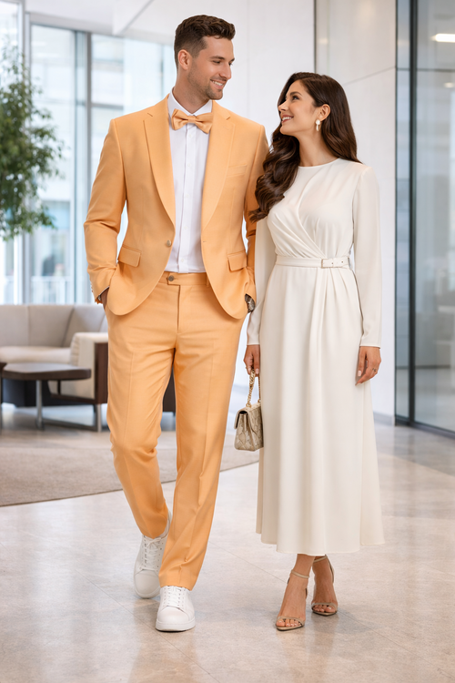 Prom 2026 Suit - Light Orange Prom Tuxedo - Summer Slim Fit Suits