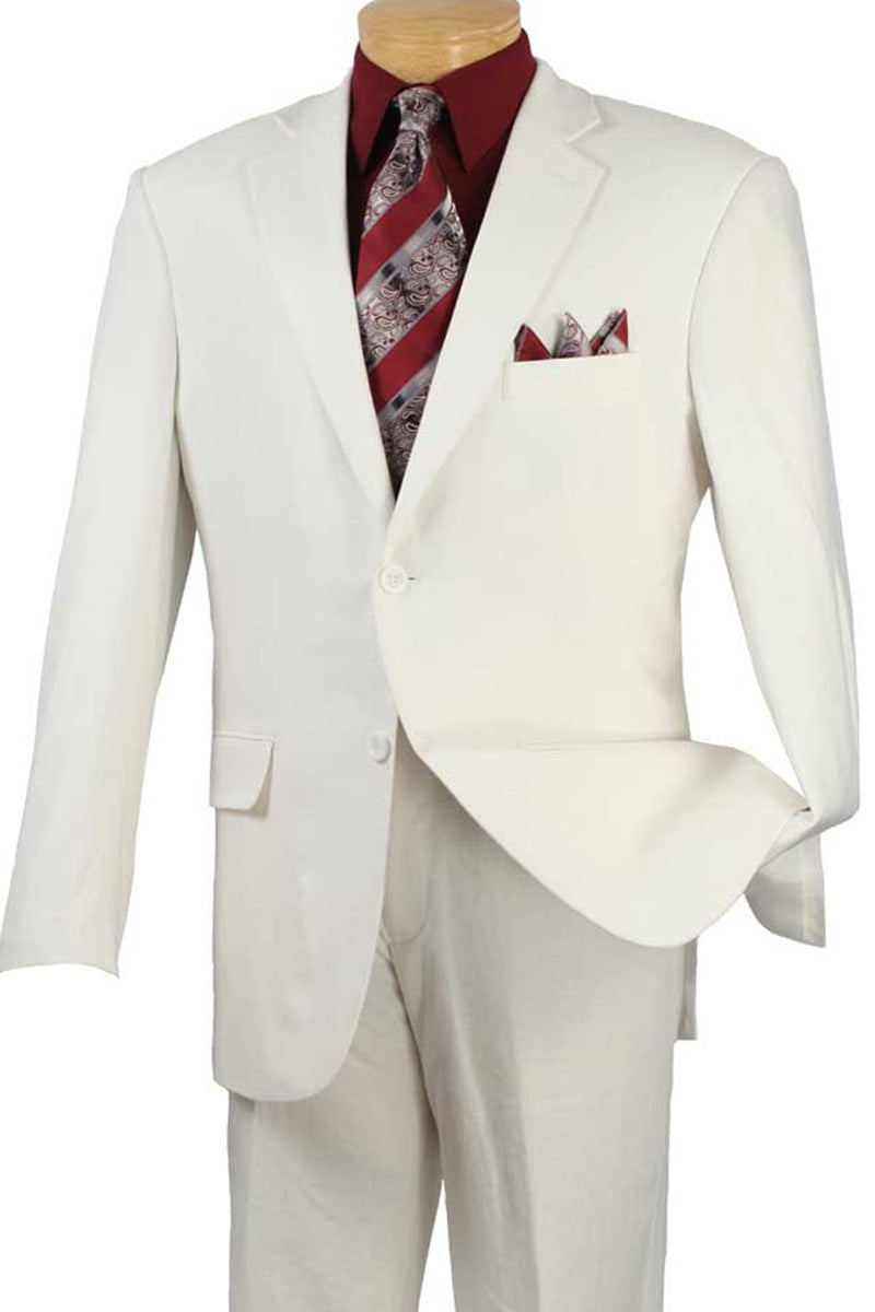 Mens 2 Button Linen Summer Suit in White - 36 Short
