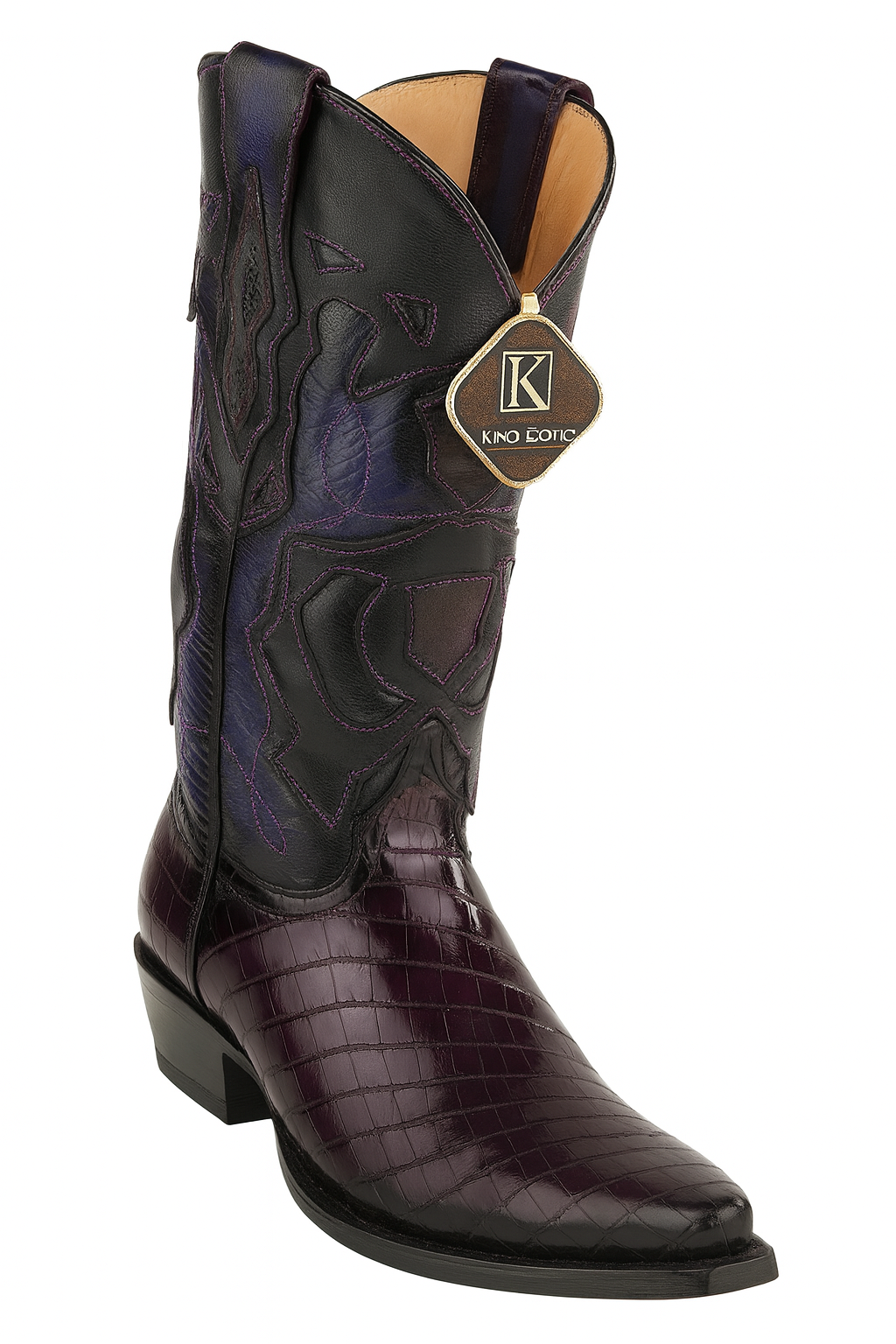 Men's King Exotic Snip Toe Eel Boots Handcrafted Burnished Purple (494RD0866) - 6 E