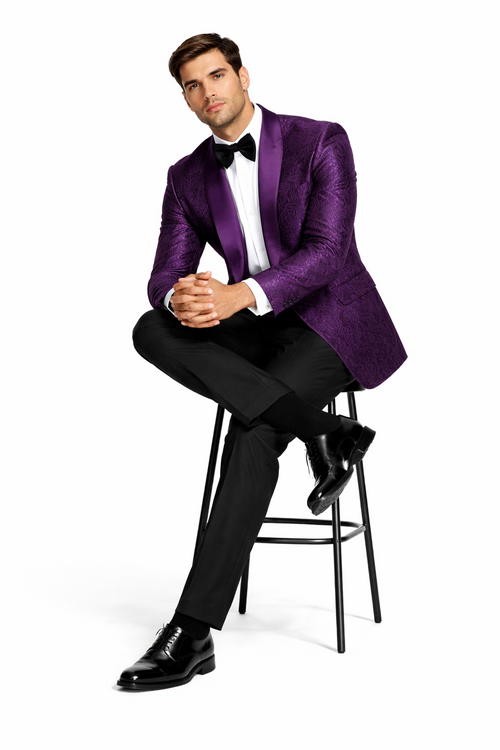 Purple Paisley Tuxedo Jacket Slim Fit