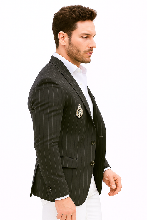 Purple Pinstripe Blazer With White Pants - Suit - Party Blazer - New Arrival