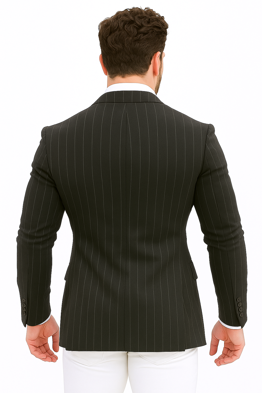 Purple Pinstripe Blazer With White Pants - Suit - Party Blazer - New Arrival - 36 Short