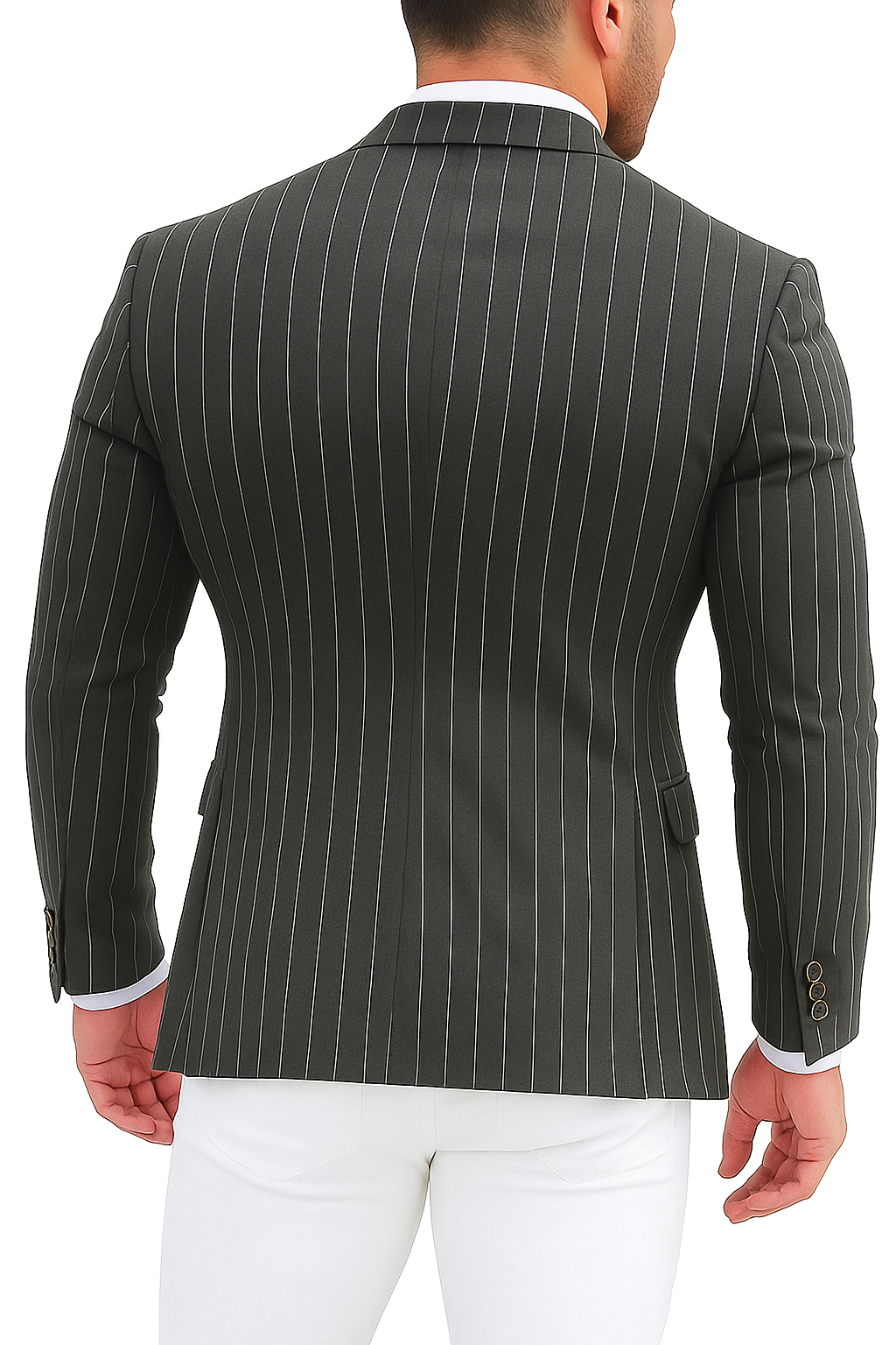 Purple Pinstripe Blazer With White Pants - Suit - Party Blazer - New Arrival - 36 Short